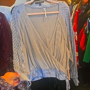 Women's Blue Wrap Top free people M
